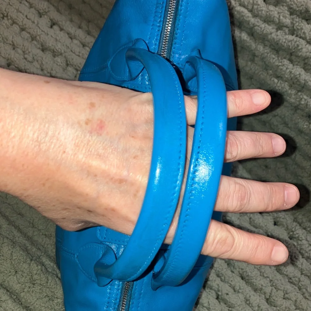 Longchamp Le Pliage Cuir Blue all leather tote bag - Picture 8 of 16